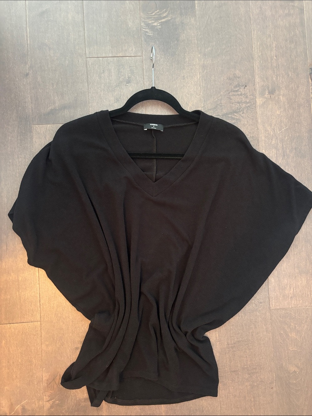 Express Black V-Neck Poncho Sweater Top lightweight